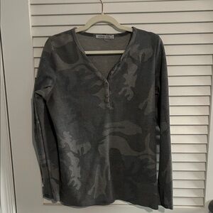 Gray Camouflage Henley Top